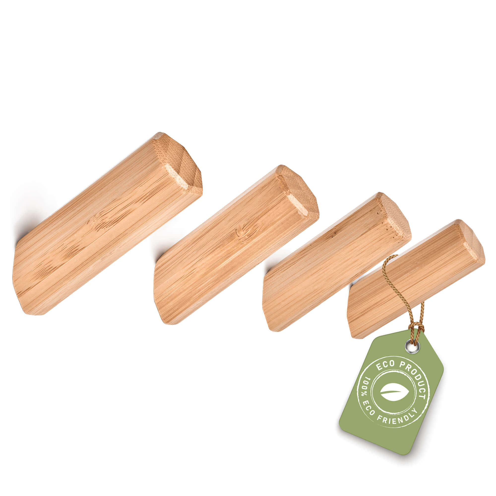 Moderne Jacken Wandhaken aus Bambus (4er Set)
